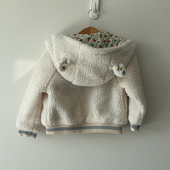 Rare SJP GAP  Cream Sherpa Jacket with Floral Lining - Picture 2 of 4